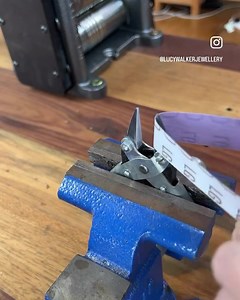 Rounding off the corners of a pair of @maunindustries parallel pliers with 100 grit 3m micro finishing film. These will be perfect for smoother bends now - for super crisp bends - don’t worry, I have another pair just for that too. | Lucy Walker Jewelry
