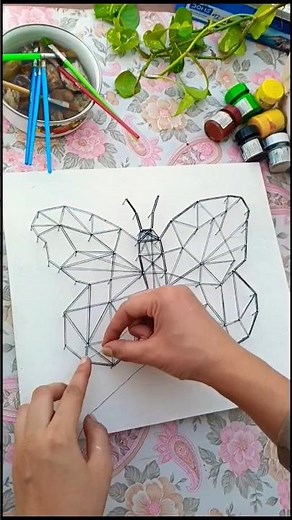 geometric butterfly string art 🎨#homedecor #diy #stringart #art #handmade #craft #painting #hanging