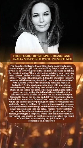 THE DECADES OF WHISPERS DIANE LANE FINALLY SHATTERED WITH ONE SENTENCE