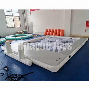 [Hot Item] Outdoor Summer High Quality White 5*4m Water Floating Dock Pool Inflatable Floating Swimming Pool with Net