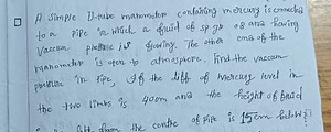 A simple U-tube manometer containing mercury is connected to a ... | Filo