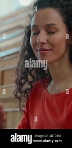 Hispanic Latina student girl typing on laptop in university smiling at camera positive woman web task female in high school college studying computer browsing online lesson internet class education Stock Video Footage - Alamy