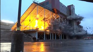With a quick flash and boom, west side of OSU's Reser Stadium imploded for upgrade project