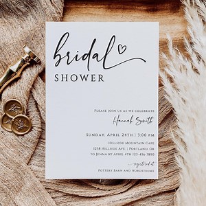 Bridal Shower Invitation Template | Modern Bridal Invite | Printable Wedding Shower Card | Editable Shower Invitation - Etsy