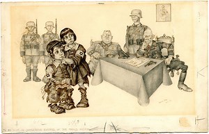 The work of Arthur Szyk, whose political cartoons lampooned Hitler, resonates today