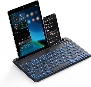 seenda Backlit Bluetooth Keyboard for Tablet Phone Computer, Rechargeable Multi-Device Bluetooth Wireless LED Keyboard for iPad Pro/Air/Mini, Compatible Mac Windows PC Android iOS Phone Tablet