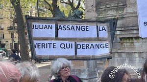 Brendan Gutenschwager Julian Assange supporters are gathered in Paris this afternoon, demonstrating in support of the imprisoned Wikileaks founder, who is currently facing extradition to the United States over felony charges related to the publishing of classified documents | Australians for Assange