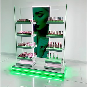 [Hot Item] Shop Furniture Ajustable Acrylic Display Shelf Rack with LED Lighting