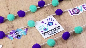 3 Pcs Suicide Prevention Awareness Month Hanging Pompom Ball Teal Purple Ribbon You Are Not Alone Love Inspirational Suicide Prevention Party Banner Set for Activities Decor