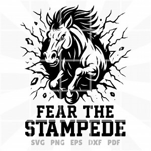 Fear the Stampede Logo - Svg Png Eps Pdf – Horse Mascot Logo for Mustangs, Stallions, Chargers & Colts, All Black Vector Design - Etsy Canada