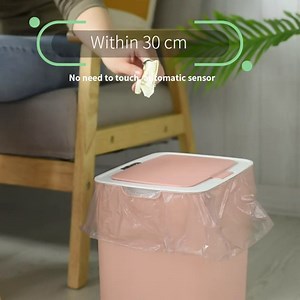 Automatic Touchless Trash Can, 3.7 Gallon Smart Infrared Motion Sensor Garbage Bin with Lid,Waterproof Induction Trash Bin for Kitchen Bathroom Office,White