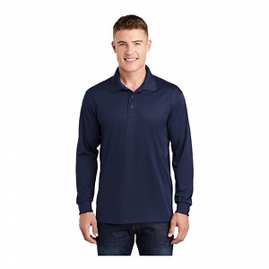 Sport-Tek ST657 Unisex Customizable True Navy Long Sleeve Moisture-Wicking Micro Pique Polo Shirt - Polyester - Extra Large