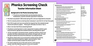 Phonics Screening Check Teacher Adult Guidance