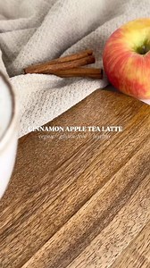 Cinnamon Apple Tea Latte (vegan, gluten-free, refined sugar free) 🍎 Ingredients: 2 cups oat milk 1 Tbsp pure maple syrup 1/4 cup unsweetened applesauce 1/4 tsp ceylon cinnamon 2 Cinnamon Apple Spice tea bags topping: 1/4-1/2 cup oat milk frothed ceylon cinnamon 1 cinnamon stick (optional) In a small pot over medium low heat, add the oat milk, pure maple syrup, applesauce, and cinnamon. Whisk until well combined. Bring to a light boil. Then turn off the heat and add the 2 tea bags. Steep tea for