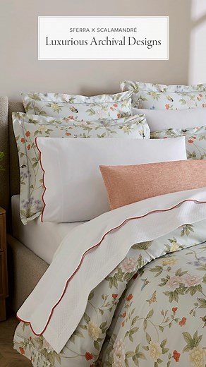 Experience five-star luxury with the latest collection of SFERRA x Scalamandré bedding, featuring timeless designs expertly crafted in Italy with the finest cotton. | SFERRA