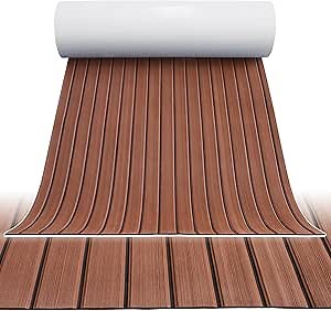 Hjdeck Boat Flooring EVA Foam Boat Decking Sheet, Faux Teak Boat Flooring Self-Adhesive Marine Carpet Non-Slip Mat for Yacht Fishing Boat Kayak Motorboat Swimming Pool Garden Cooler Tops Seating