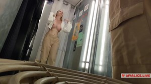 Peeking Into the Dressing Room – Hot Girl Tries on Lingerie Just for You. Big Boobs – Mirror Selfie