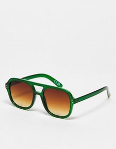 Jeepers Peepers x ASOS exclusive oversized aviator sunglasses in green | ASOS
