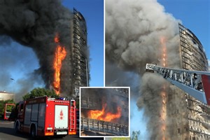 'Everyone safe' after 20-storey block of flats engulfed by fire in minutes