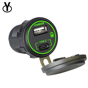 [Hot Item] Wholesale USB Bus Charger 12V Dual Port Type C and USB a 10W 10W with LED Light Selection