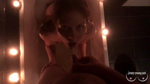 Teen takes golden rain and plays with big pussy lips and candle wax in the bathroom