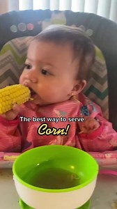 Both of my girls LOVE corn. #blw #9monthsold #babyledweaning #babyledfeeding #babyledweaningideas #foodiebaby #cornonthecob #babyledweaningvideos #blwideas | Nicole Abbatiello