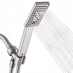 BRIGHT SHOWERS High Pressure Handheld Shower Head Set, High Flow Hand Held Showerhead with 60" Long Stainless Steel Hose and Adjustable Wall Bracket, 3 Spray Setting Shower Wand, Brushed Nickel