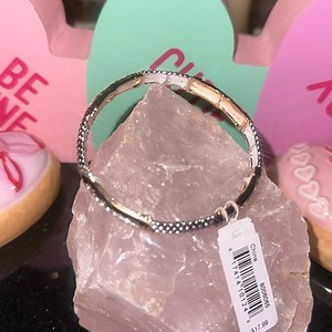 Periwinkle stretchable silver gold rhinestone bracelet NEW