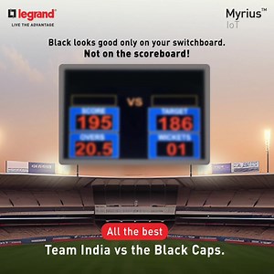 1.2K views · 25 reactions | Our Legrand switches are available in beautiful, striking colours - like black, for example. They can make any wall stand out, especially when our Men in Blue will make black fade out on the field! Good luck, boys! #livetheadvantage #CricketWorldCup #TeamIndia #TeamLegrand #IndVsNZ | Legrand | Facebook