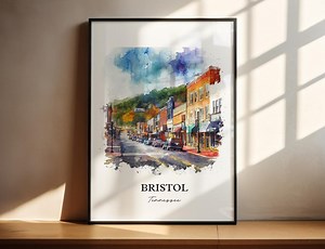 Bristol TN Wall Art, Sullivan County Print, Tennessee Watercolor Art, Bristol Tennessee Gift, Travel Print, Travel Poster, Housewarming Gift - Etsy