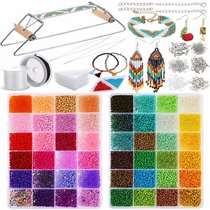 Bead Loom Kit for Adults, 24000 Glass Seed Beads, Jewelry Making Kit for Adults, Bracelet Making Kit, Earring Making Kit, Beading Supplies for DIY Craft Projects & Beginners