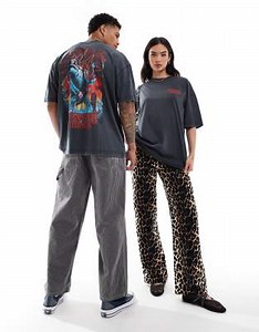 ASOS DESIGN - T-shirt oversize unisex nero slavato con stampa grafica di Stranger Things | ASOS