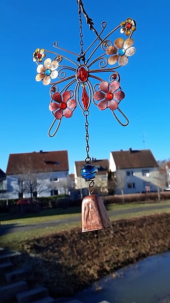 Butterfly Wind Chimes | Gifts for Women & Girls, Elegant Metal Frame, Colorful Crystals & Flowers, Tinkling Bell | Christmas Unique Outdoor Garden & Bedroom Decoration