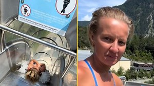 Diver ignores extreme water slide's 'no women' warning and goes down it anyway