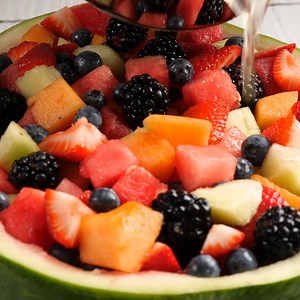 3.4K views · 155 reactions | Totally love this boozy WATERMELON FRUIT BOWL for a weekend BBQ! Print recipe here: https://www.recipegirl.com/liquored-up-watermelon-fruit-bowl/ | RecipeGirl | Facebook