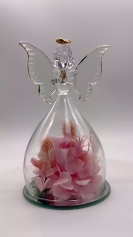 Forever Flowers Roses Angel Gifts for Women - Birthday Flower Gifts for Mom, Grandma - Anniversaries Gift for Her, Girlfriend, Wife - Preserved Rose in Glass Figurines Decor- Pink Gift Set Presents
