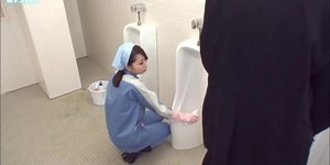 Asian cleaning lady fucked in the bathroom