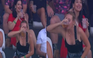 [Watch] “Hydrate responsibly” - Video of girl finishing glass of beer in one gulp goes viral during SA20 match