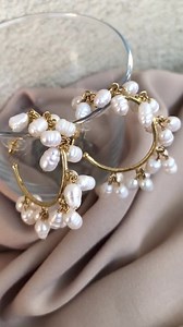 Natural Pearl Dangling Large Hoop Design Unique Earrings - Etsy