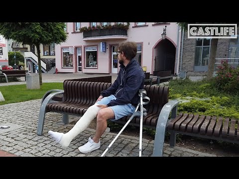 Andy spend full day in LONG LEG CAST, lot of crutching
