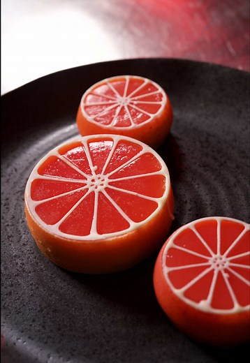 Ruby Grapefruit Petit Gâteau Recipe — Hand-Carved Citrus Dessert