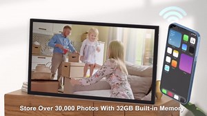 21.5" Digital Picture Frame Large-WiFi-Photo-Frame - 32GB Wall Mounted Digital Frame, Auto Rotate, Remote Control, Share Photo and Video via App Email, Free Cloud Storage, for Mom Dad