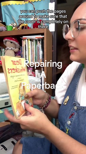 Repairing a broken paperback book is even easier than repairing a hardback! #schoollibrarian #bookrepair #paperbackbook #coveronemachine