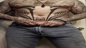 College jock unzip his pants and playing his monster cock