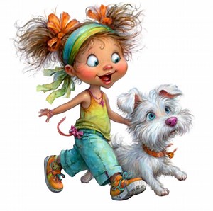 31 cliparts fille promenant un chien - PNG pour animaux de compagnie, dessins amusants (téléchargement numérique) - Etsy France