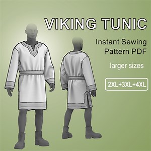 Viking Tunic - Medieval Ancient Robe - PDF Sewing Pattern Sizes 2XL + 3XL +4XL - Etsy