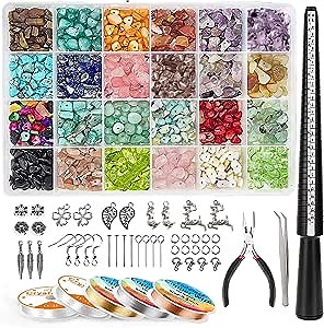 Ring Making Kit with 24 Colors Crystal Beads, 1800pcs Crystal Jewelry Making Kit with Jewelry Wire, Ring Mandrel, Pliers for DIY Crystal Rings, Necklace and Earring, Jewelry Making Supplies