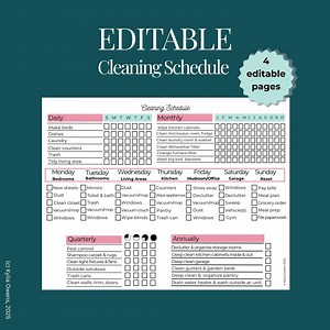 Cleaning Schedule Checklist Editable Home Cleaning Weekly Daily Monthly Printable Planner Cleaning Chart Household Organization Busy Moms - Etsy Canada