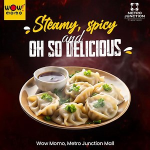 Turn up the heat with our Veg Hot Garlic Steam Momos! 🧄🥟 Perfectly steamed, packed with flavor, and served with a fiery dip. . #MetroJunctionMall #momolovers #Kalyan #wowmomo | Metro Junction Mall