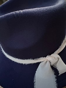 Hand Burned Navy Fedora: Pyrography Hatband, Adjustable - Etsy